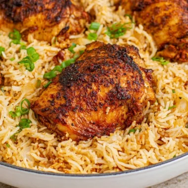 Delicious One Pot Chicken and Rice ready to be served.