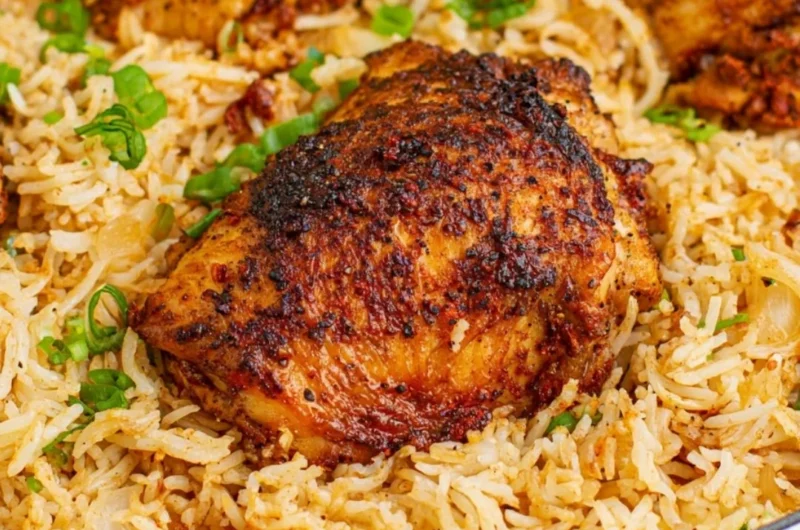 Delicious One Pot Chicken and Rice ready to be served.