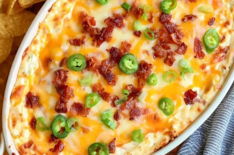 Delicious jalapeño popper dip served in a bowl with chips for dipping.
