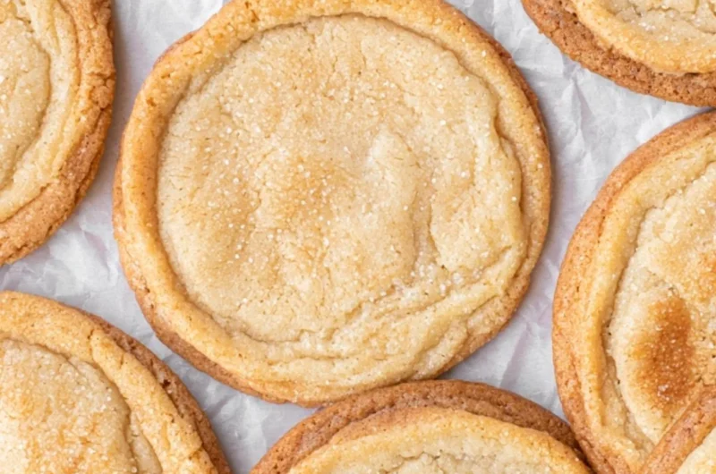 Freshly baked brown butter sugar cookies on a cooling rack