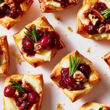 Cranberry-filled pastry ready to serve as a delicious party appetizer