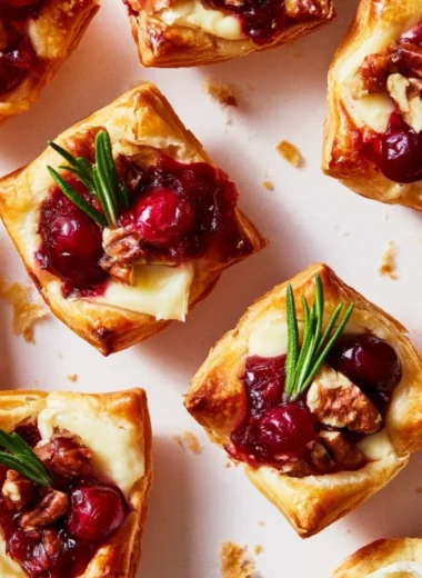 Cranberry-filled pastry ready to serve as a delicious party appetizer