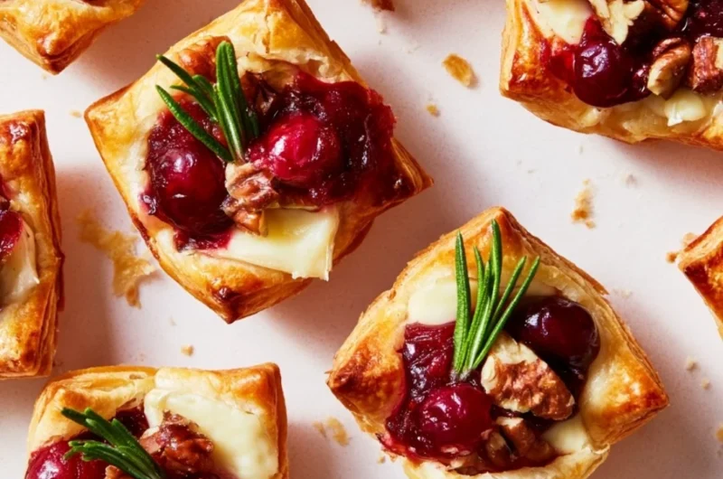 Cranberry-filled pastry ready to serve as a delicious party appetizer