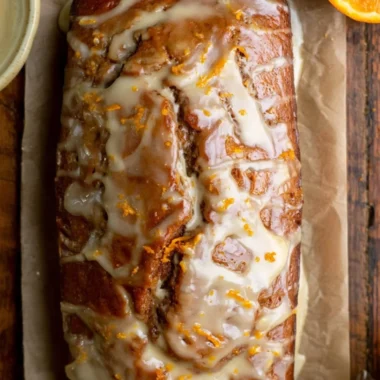 Loaf of easy gingerbread bread decorated with spices
