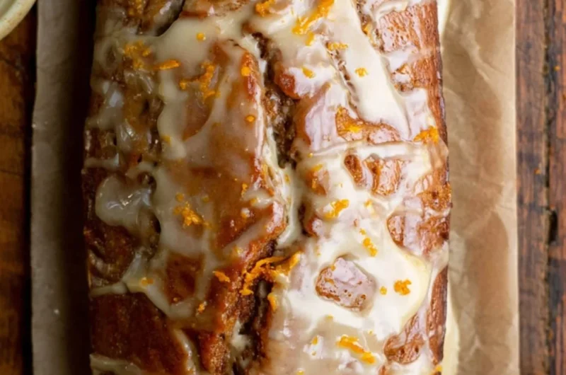 Loaf of easy gingerbread bread decorated with spices