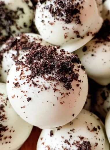 Delicious homemade Oreo truffles on a white plate