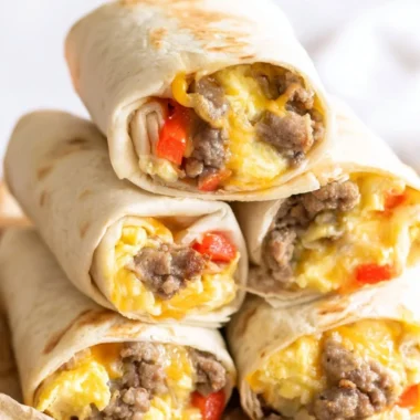 Delicious homemade breakfast burritos ready to freeze for easy meals