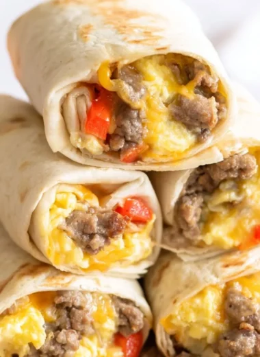 Delicious homemade breakfast burritos ready to freeze for easy meals